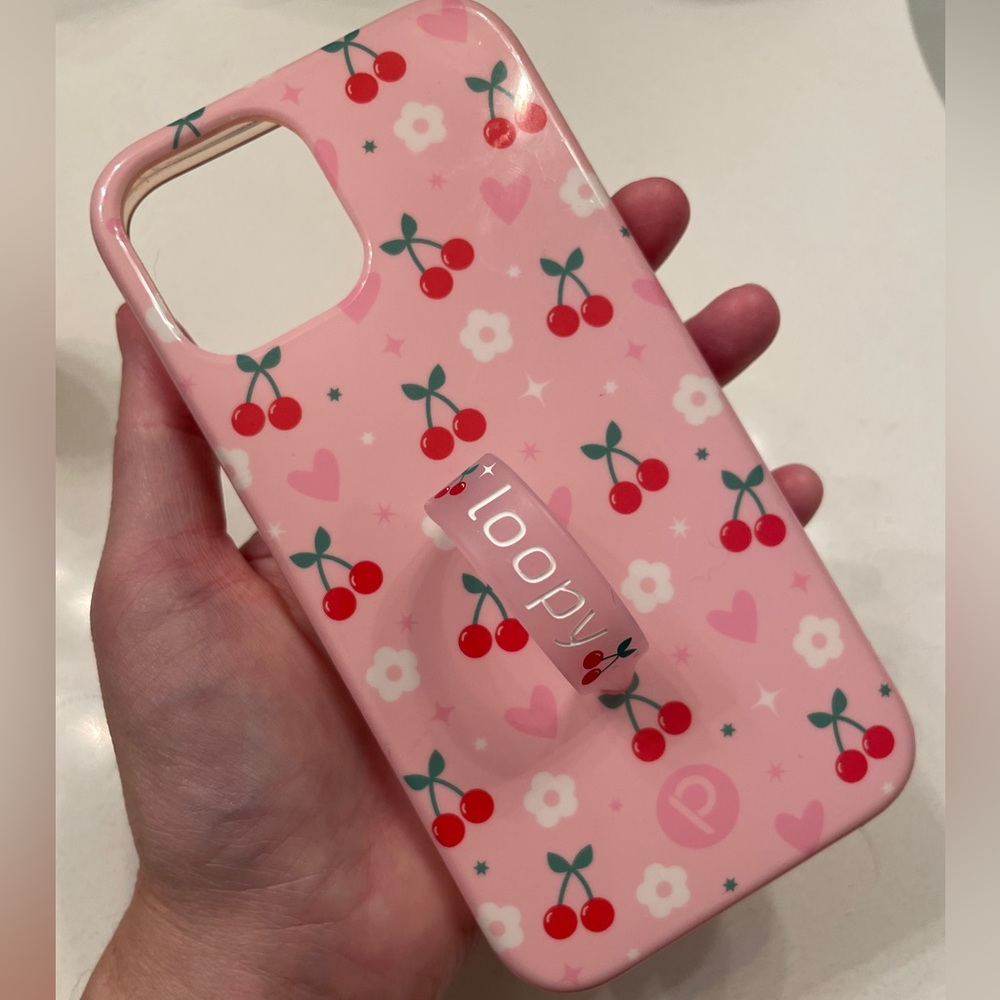 Loopy Case Pink Protective iPhone Case with Cherry Design IPhone 12